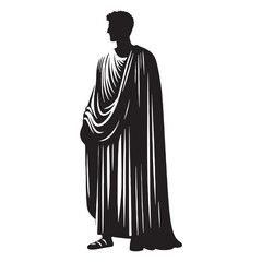 Professional Greek Merchant Attire silhouette, depicting commerce at its peak - Greek Merchant Attire illustration - Greek Merchant Attire vector - Greek dresses silhouette

