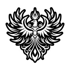 A glyph style icon of phoenix rising symbol
