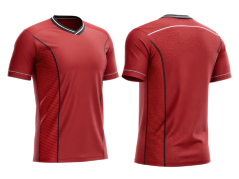 vibrant red soccer jersey mockup showcasing modern design with contrasting details and breathable fabric for optimal performance