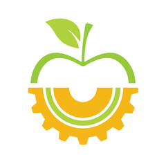 Apple and Gear Technology Symbol Vector.