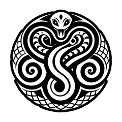 A solid style icon of a snake tattoo