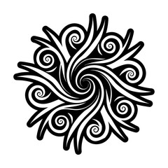 A solid style icon of swirl symbol tattoo