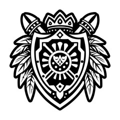 Naklejka premium A solid style icon of warrior shield tattoo
