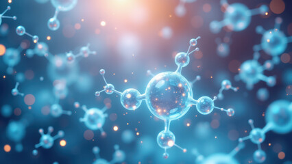 Image of NAD, Nicotinamide Adenine Dinucleotide molecule with a blue molecular background.