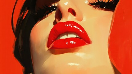 A classic movie star with bold red lips and a glamorous pose.