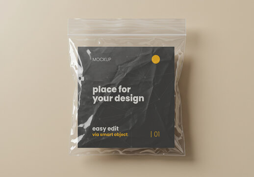 Square Paper Inside Zip Bag Mockup