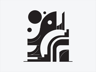 Modern Geometric Shape Silhouette with Clean Lines and Minimalist Abstract Design