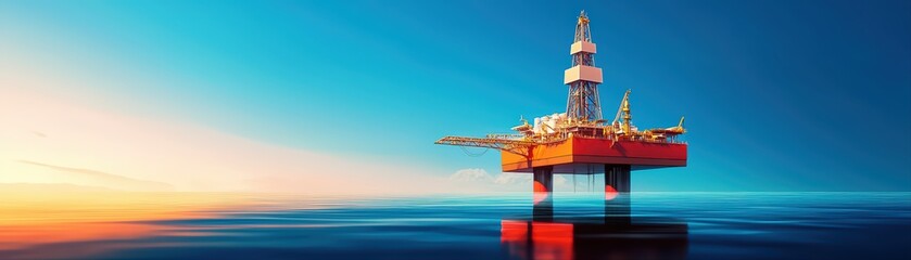 Offshore oil platform under clear blue sky