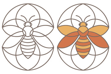 Bee Outline in Earth Tone with Transparent Background Design