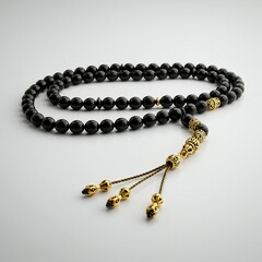 Elegant Black Prayer Beads with Gold Accents