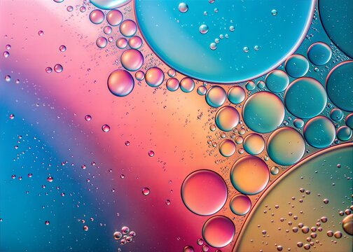 abstract background with bubbles, Vibrant Abstract Oil and Water Bubbles with Gradient Colors Background image