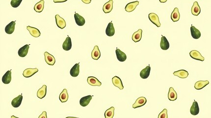 Avocado Seamless Pattern with Soft Green Tones
