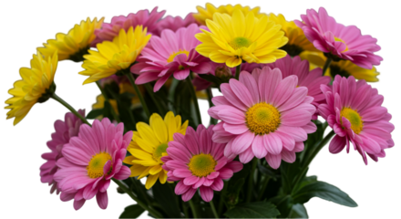 Closeup pink yellow flowers bouquet