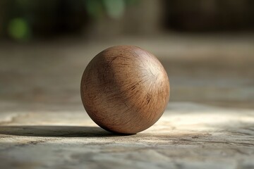 Wooden Ball Still Life on Textured Surface with Natural Light