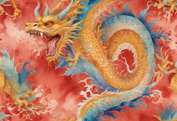 Fototapeta premium chinese dragon on the wall