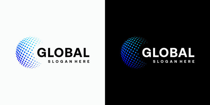 Geometric polygonal hexagon globe vector logo design with modern, simple, clean and abstract style.