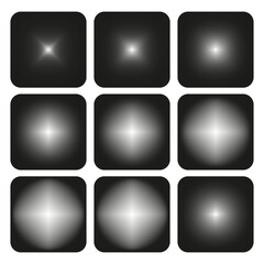 Gradient squares design. Blurred geometric effects. Black and white tones. Smooth lighting transitions.