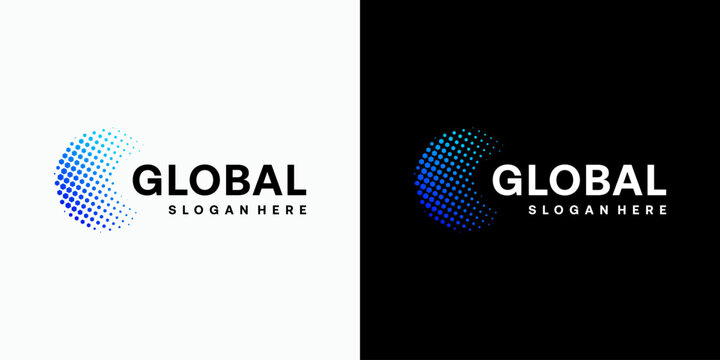 Geometric polygonal hexagon globe vector logo design with modern, simple, clean and abstract style.