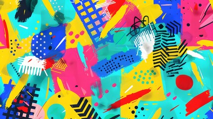 Modern Multicolor Futuristic Pop Art Pattern with Bold and Bright Colors, Embracing Contemporary Design and Vibrant Visuals for a Dynamic and Energetic Artistic Expression
