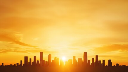Fototapeta premium Golden sunset over city skyline silhouette