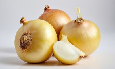 Fototapeta premium Studio shot of golden onions in varied forms evoking culinary inspiration