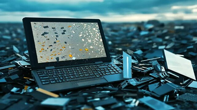 A landfill site overflowing with e-waste