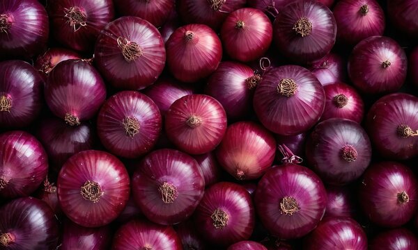 Close-up presentation of red onions showing off their rich color and texture