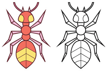 Cartoon Ant with Transparent Background. Insect Icon. Design