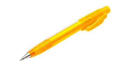 Orange Transparent Pen Floating on Black Backdrop, cut out transparent