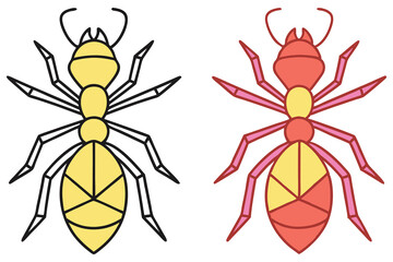 Stylized Ants Design Isolated on Transparent Background with Outline, Insect