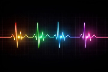 Glowing Heartbeat Line Shape on Digital Dark Background (3)