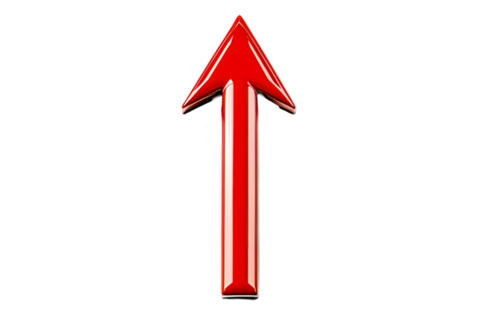 Shiny red arrow points up, metallic effect, way forward, cut out transparent - Powered by Adobe