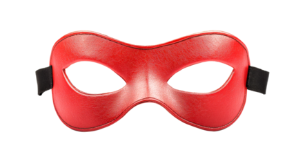 Red leather masquerade mask for costume, party, isolated, cut out transparent