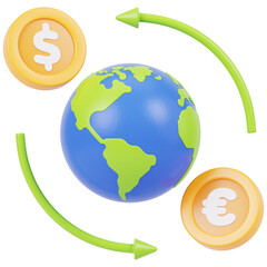Currency Exchange 3D Icon Illustration 