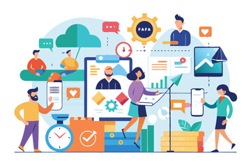 Project planning, cooperation, Workflow process. Visual stories collection