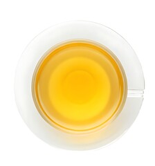 A warm cup of golden tea, inviting tranquility and a moment of peaceful reflection in soft light against a bright background.