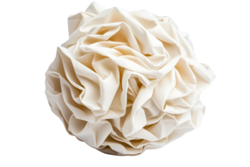 Abstract white fabric sculpture, elegant folds and texture, cut out transparent