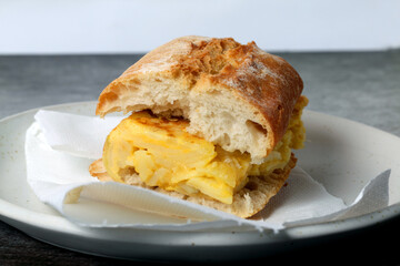 Rustic bread with potato omelette