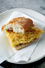 Rustic bread with potato omelette