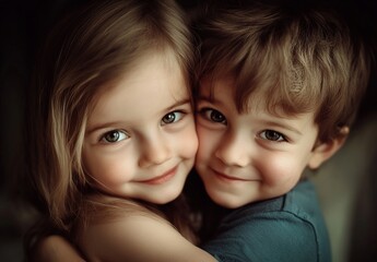 child girl  boy childhood kid brother sister love family together fun happy joy happiness cute embracing