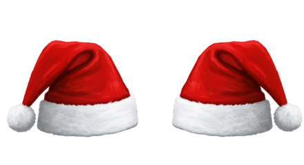 Two small red santa hats