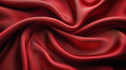 Fototapeta premium Dark cherry red silk fabric showcasing elegant folds and luxurious texture under moody lighting