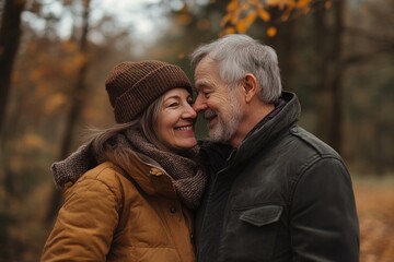 woman man outdoor senior couple happy lifestyle retirement together smiling love old nature mature