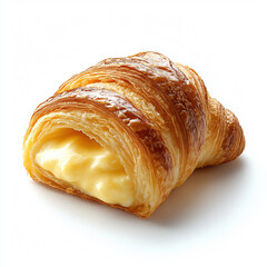 croissant filled with custard isolated on white background