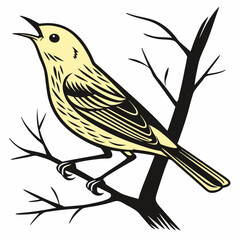 yellow warbler black silhouette icon vector