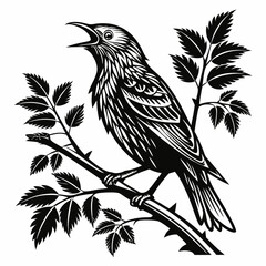 yellow warbler black silhouette icon vector
