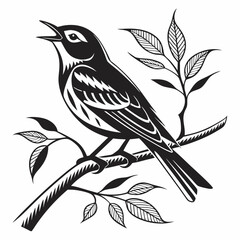 yellow warbler black silhouette icon vector
