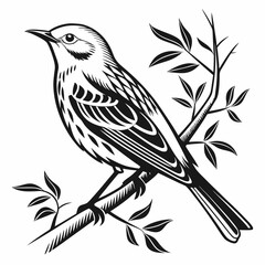 yellow warbler black silhouette icon vector