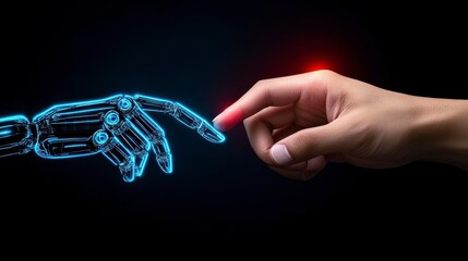 Robotic and Human Hands Connecting in a Dark Setting