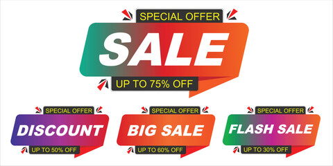 Colorful sales label collection illustration, sales sticker, promotional